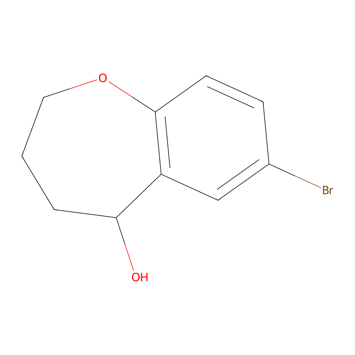 7-Bromo-2,3,4,5-tetrahydro-1-benzoxepin-5-ol molecular structure, CAS 1261999-53-4