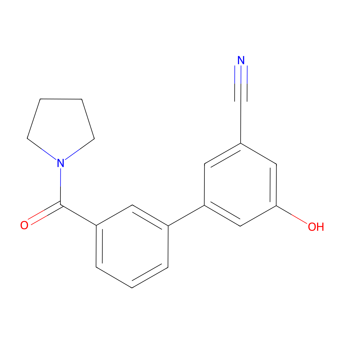 3-Cyano-5-(3-pyrrolidinylcarbonylphenyl)phenol molecular structure, CAS 1261999-84-1