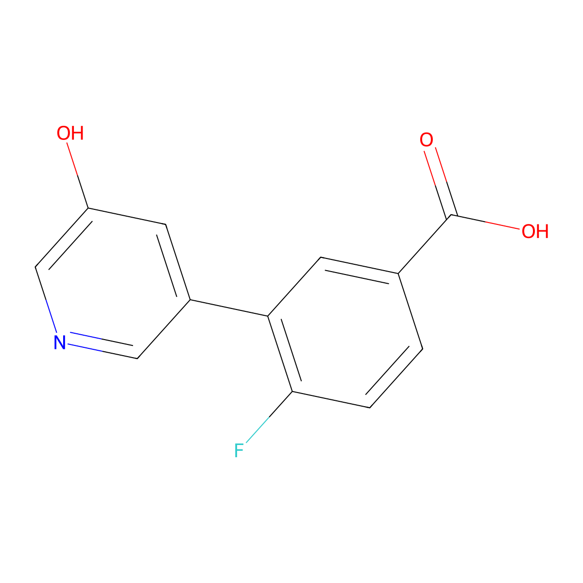 4-Fluoro-3-(5-hydroxypyridin-3-yl)benzoic acid molecular structure, CAS 1261999-98-7