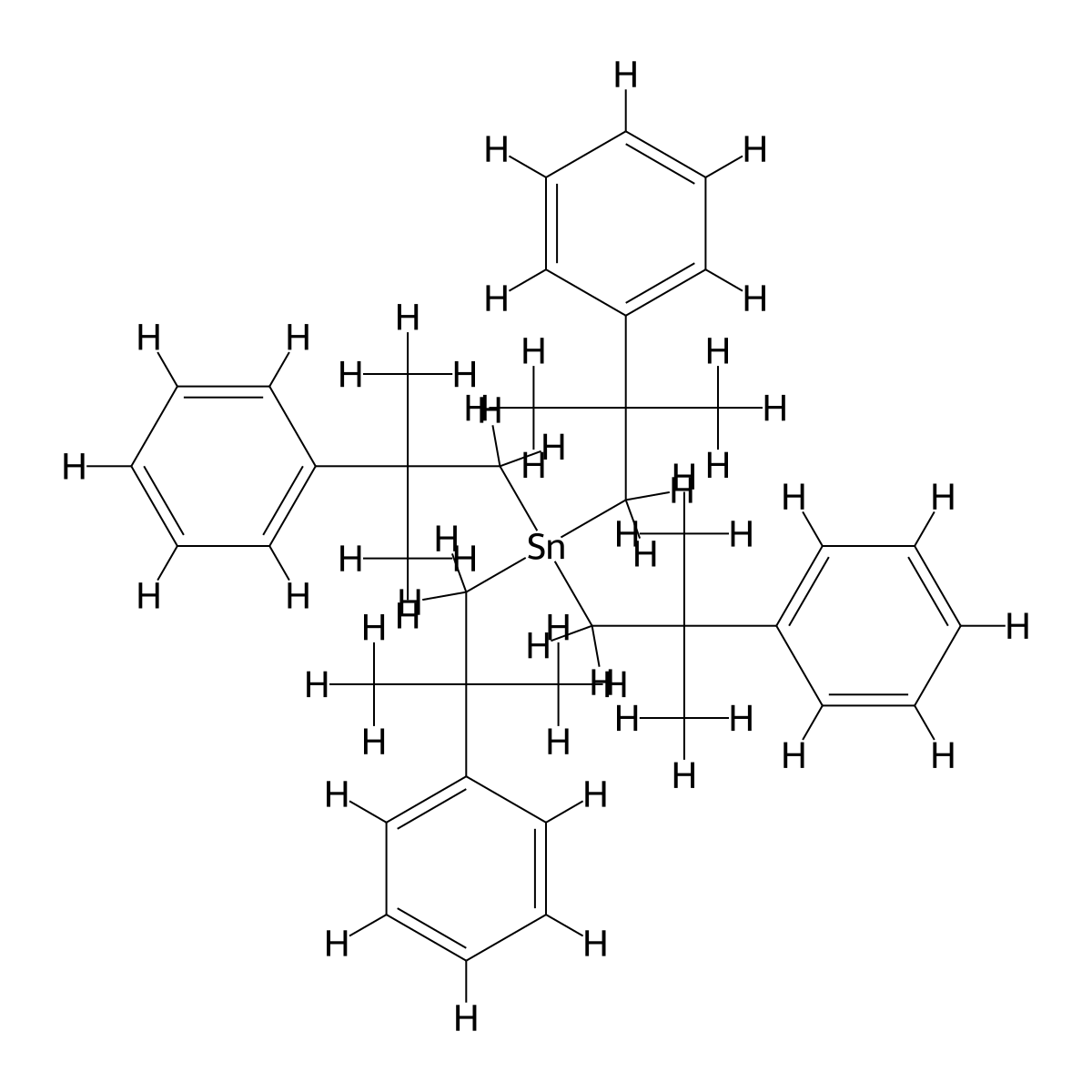Stannane, tetrakis(2-methyl-2-phenylpropyl)- molecular structure, CAS 1262-78-8