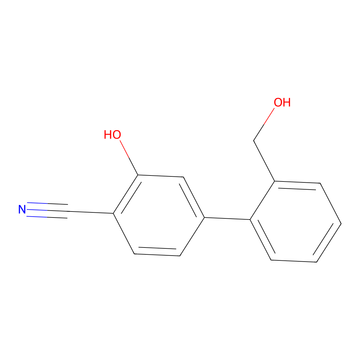 2-Cyano-5-(2-hydroxymethylphenyl)phenol molecular structure, CAS 1262000-01-0