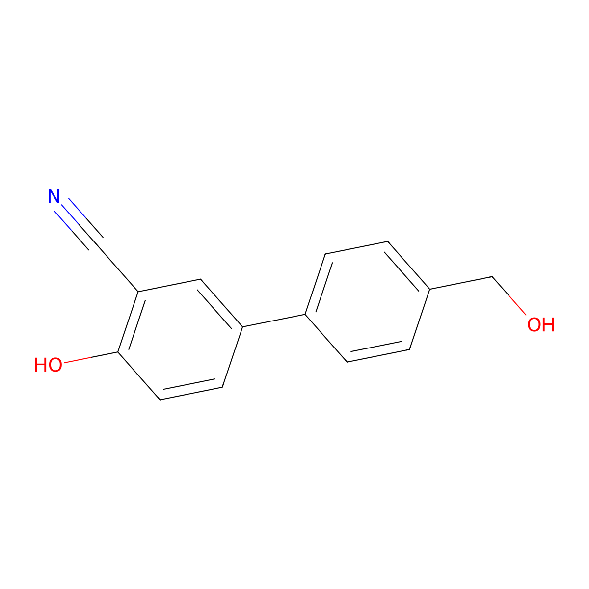 2-Cyano-4-(4-hydroxymethylphenyl)phenol molecular structure, CAS 1262000-12-3