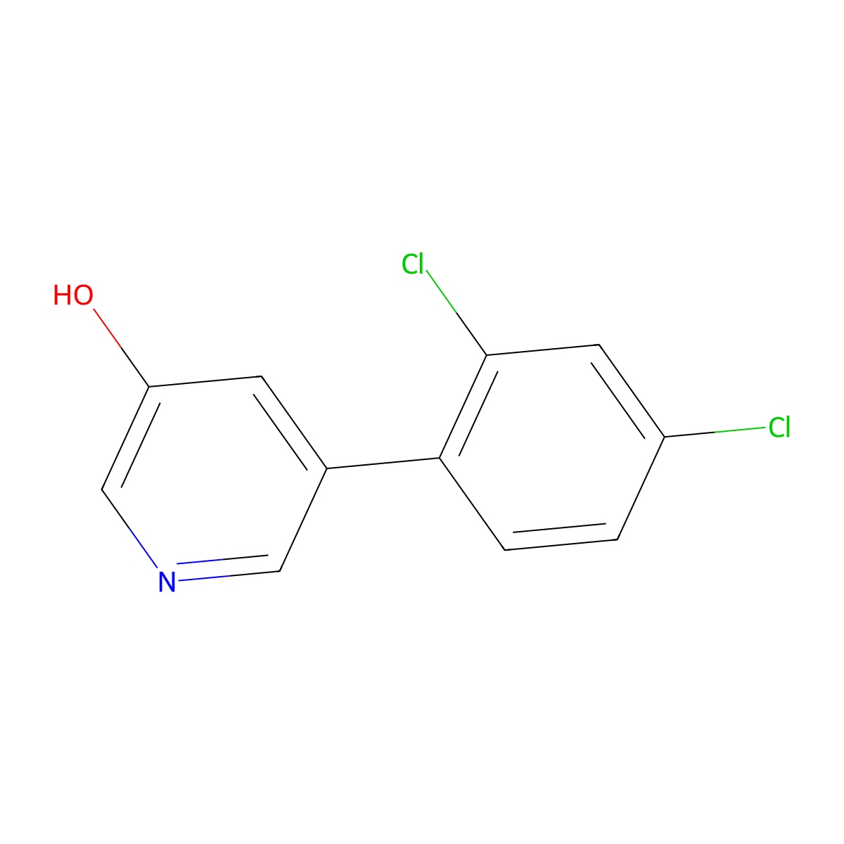 5-(2,4-Dichlorophenyl)pyridin-3-ol molecular structure, CAS 1262000-15-6