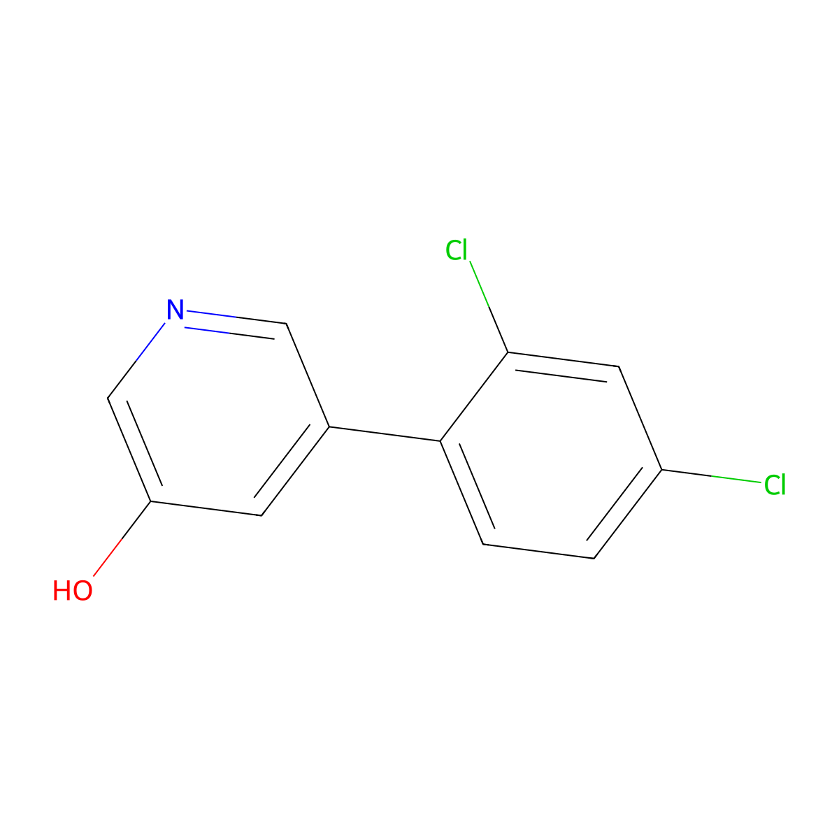5-(2,4-Dichlorophenyl)pyridin-3-ol molecular structure, CAS 1262000-15-6