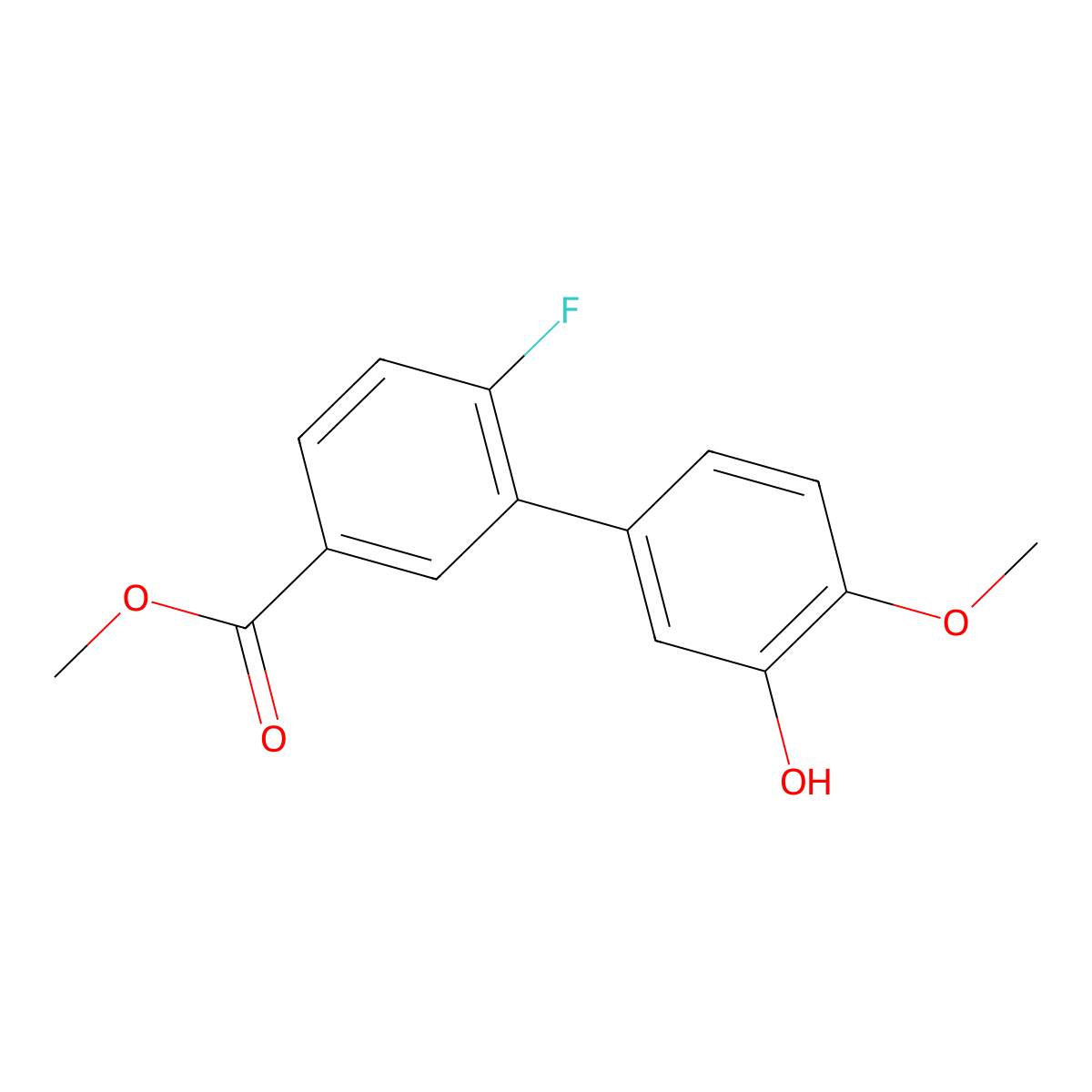5-(2-Fluoro-5-methoxycarbonylphenyl)-2-methoxyphenol molecular structure, CAS 1262000-16-7