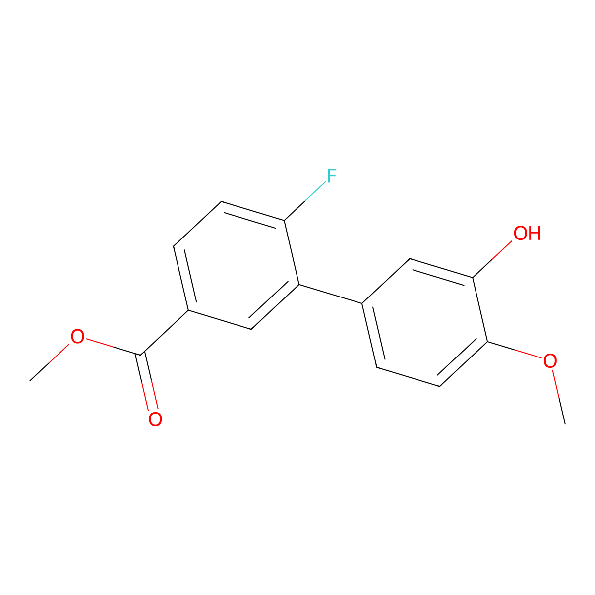 5-(2-Fluoro-5-methoxycarbonylphenyl)-2-methoxyphenol molecular structure, CAS 1262000-16-7