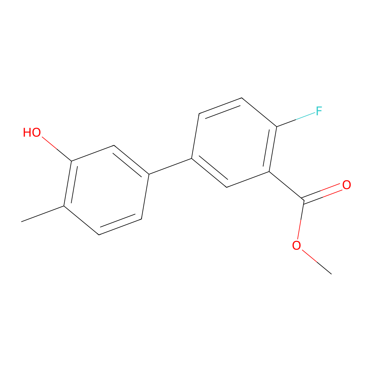 5-(4-Fluoro-3-methoxycarbonylphenyl)-2-methylphenol molecular structure, CAS 1262000-29-2
