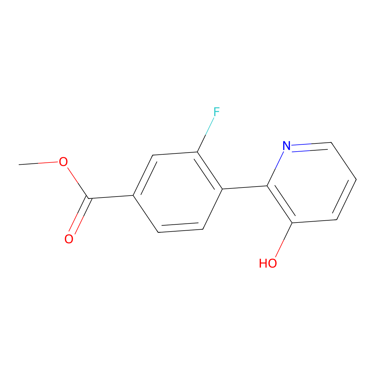 Methyl 3-fluoro-4-(3-hydroxypyridin-2-yl)benzoate molecular structure, CAS 1262000-36-1