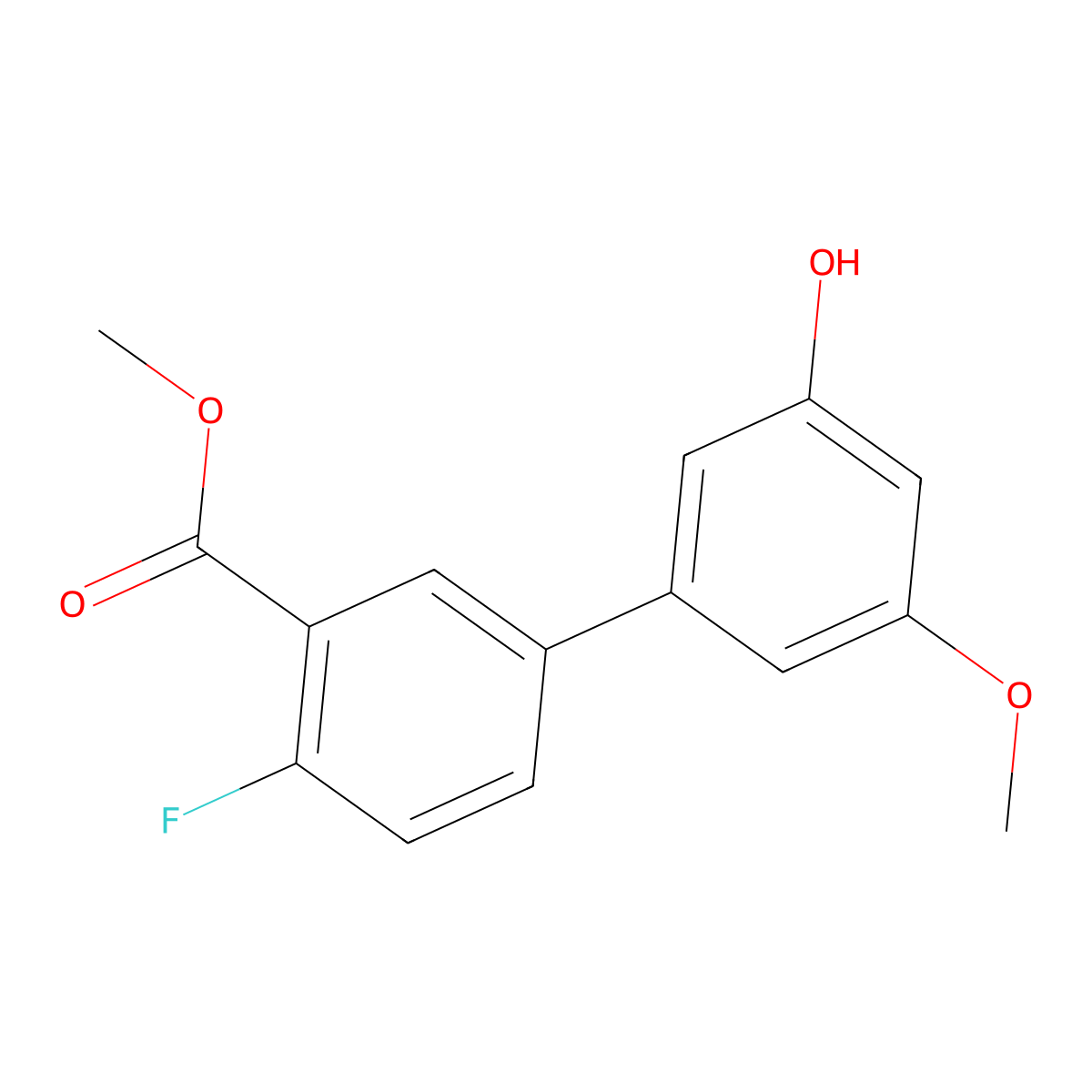 Methyl 4-fluoro-3'-hydroxy-5'-methoxy[1,1'-biphenyl]-3-carboxylate molecular structure, CAS 1262000-37-2