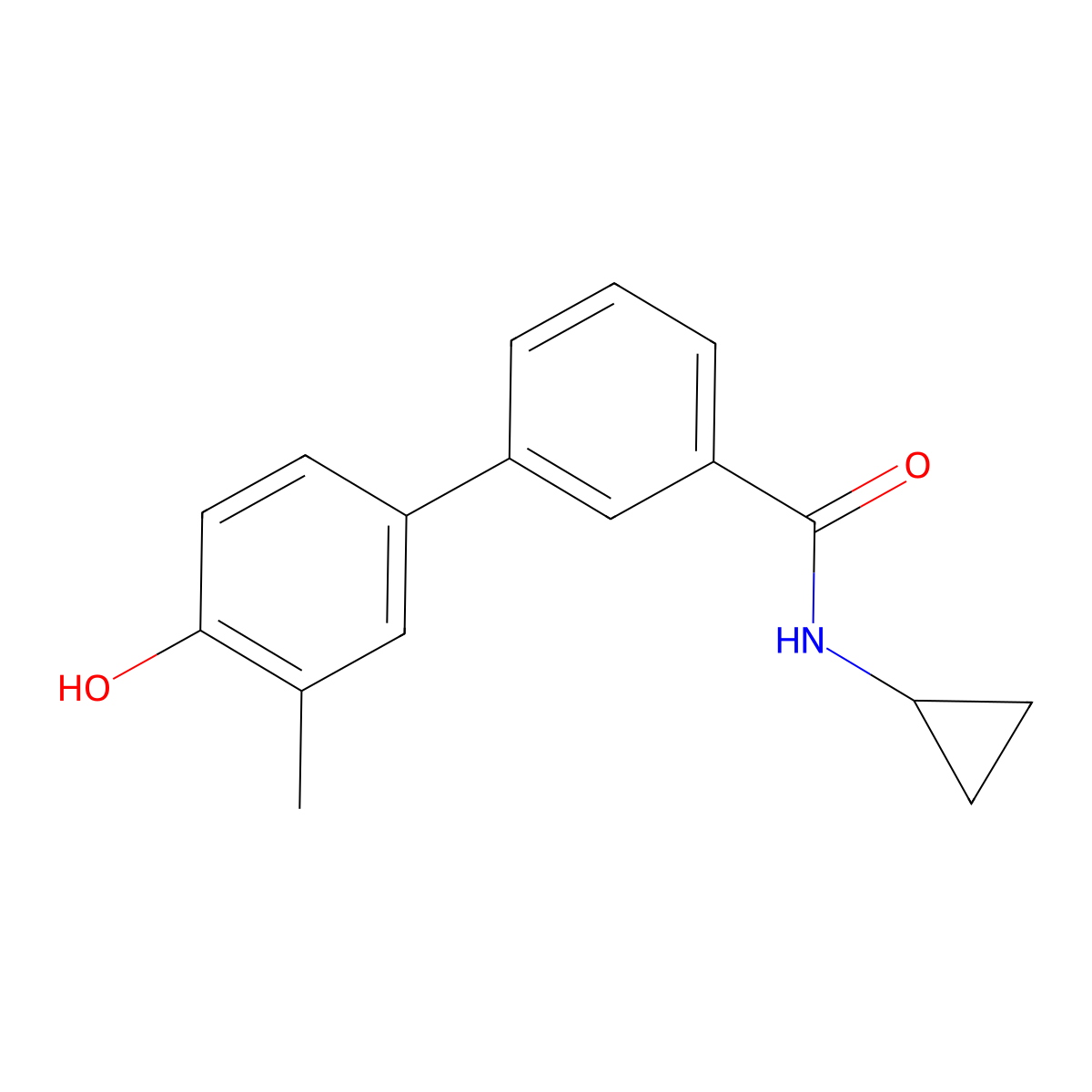 4-[3-(Cyclopropylaminocarbonyl)phenyl]-2-methylphenol molecular structure, CAS 1262000-40-7