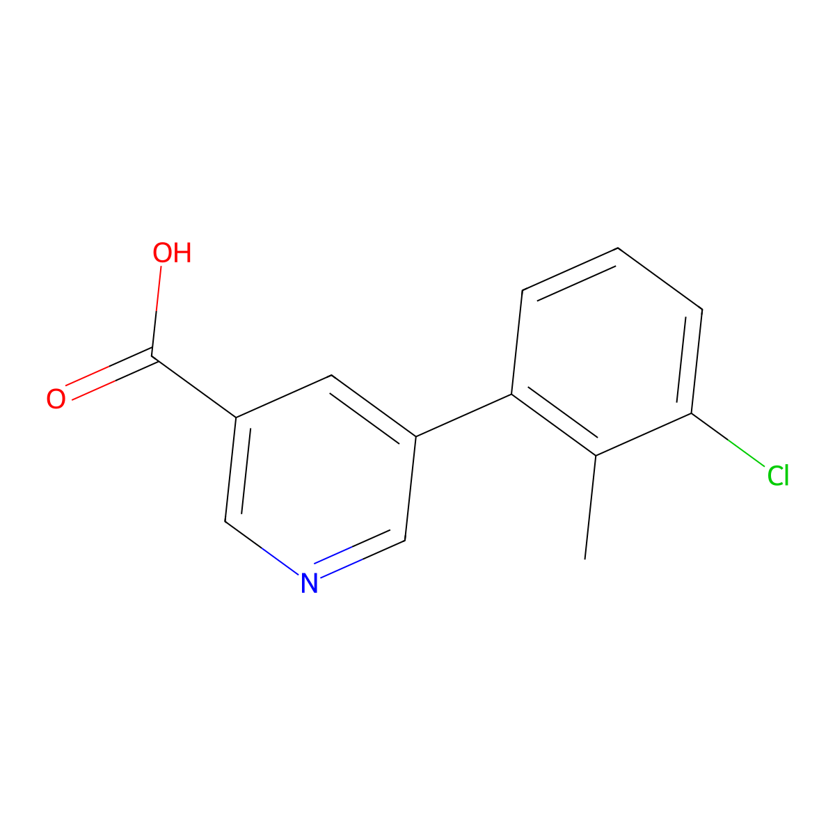 5-(3-Chloro-2-methylphenyl)pyridine-3-carboxylic acid molecular structure, CAS 1262000-43-0
