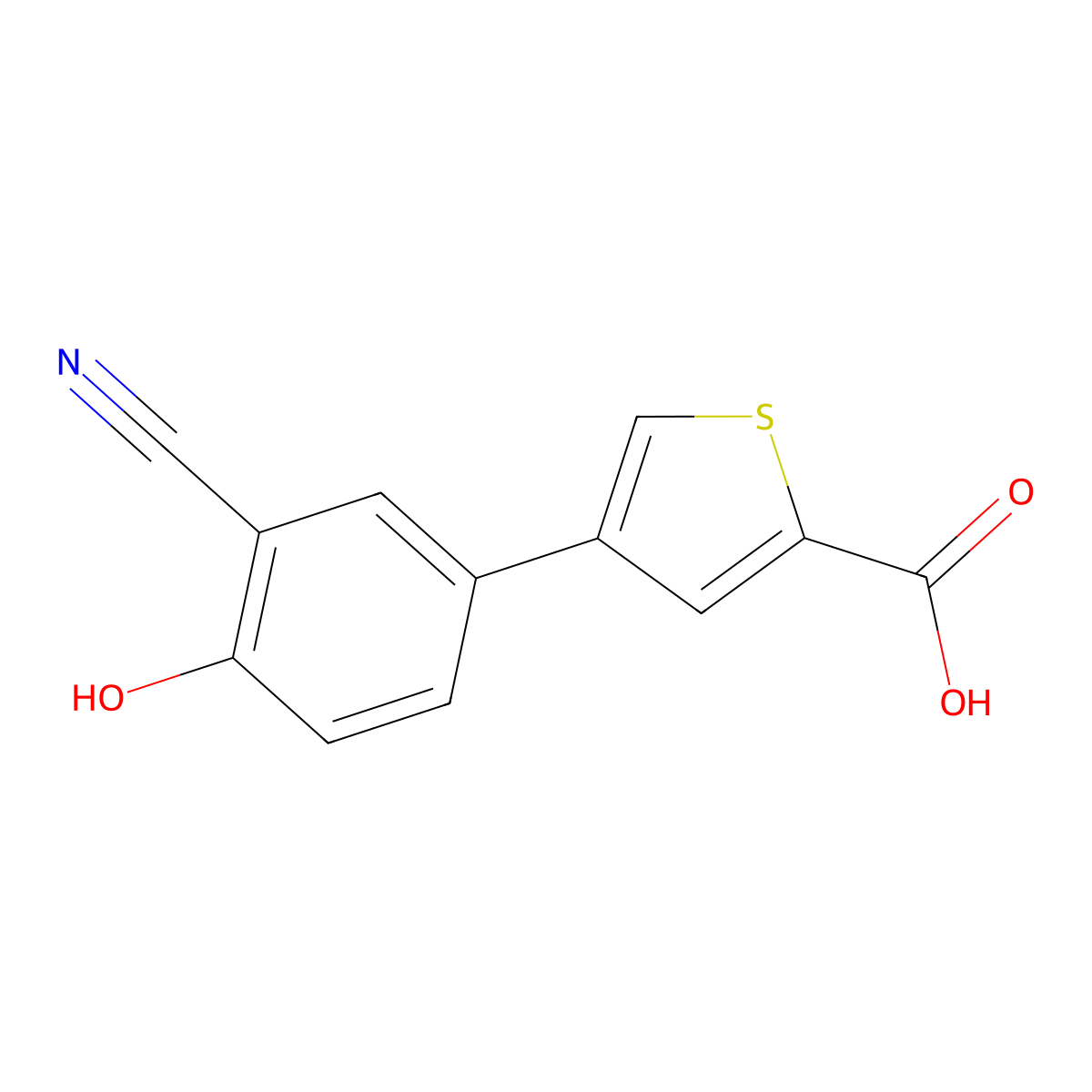 4-(3-Cyano-4-hydroxyphenyl)thiophene-2-carboxylic acid molecular structure, CAS 1262000-46-3