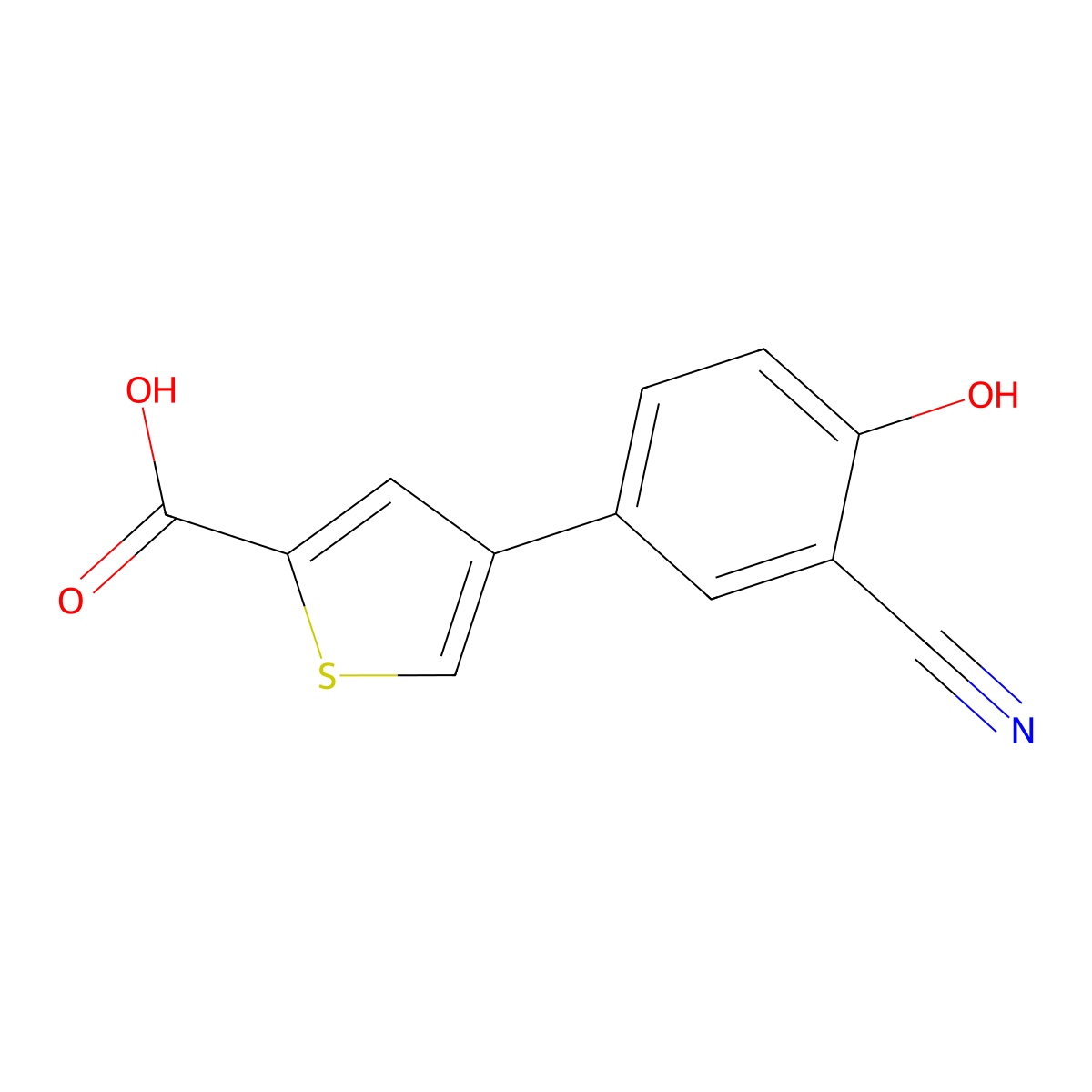 4-(3-Cyano-4-hydroxyphenyl)thiophene-2-carboxylic acid molecular structure, CAS 1262000-46-3