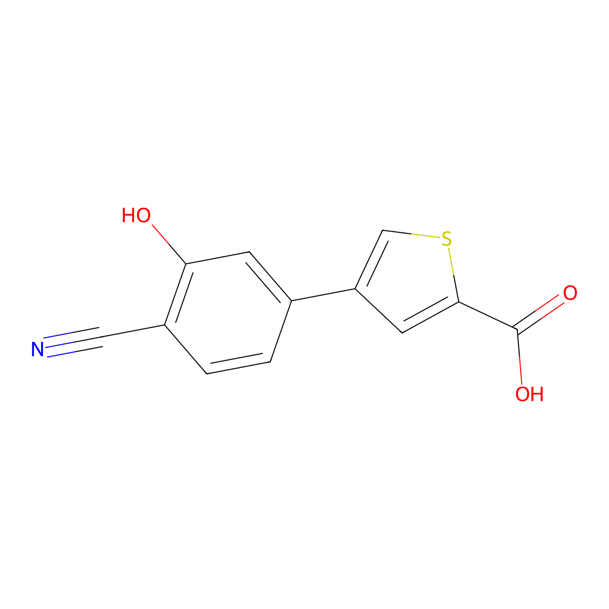4-(4-Cyano-3-hydroxyphenyl)thiophene-2-carboxylic acid molecular structure, CAS 1262000-54-3