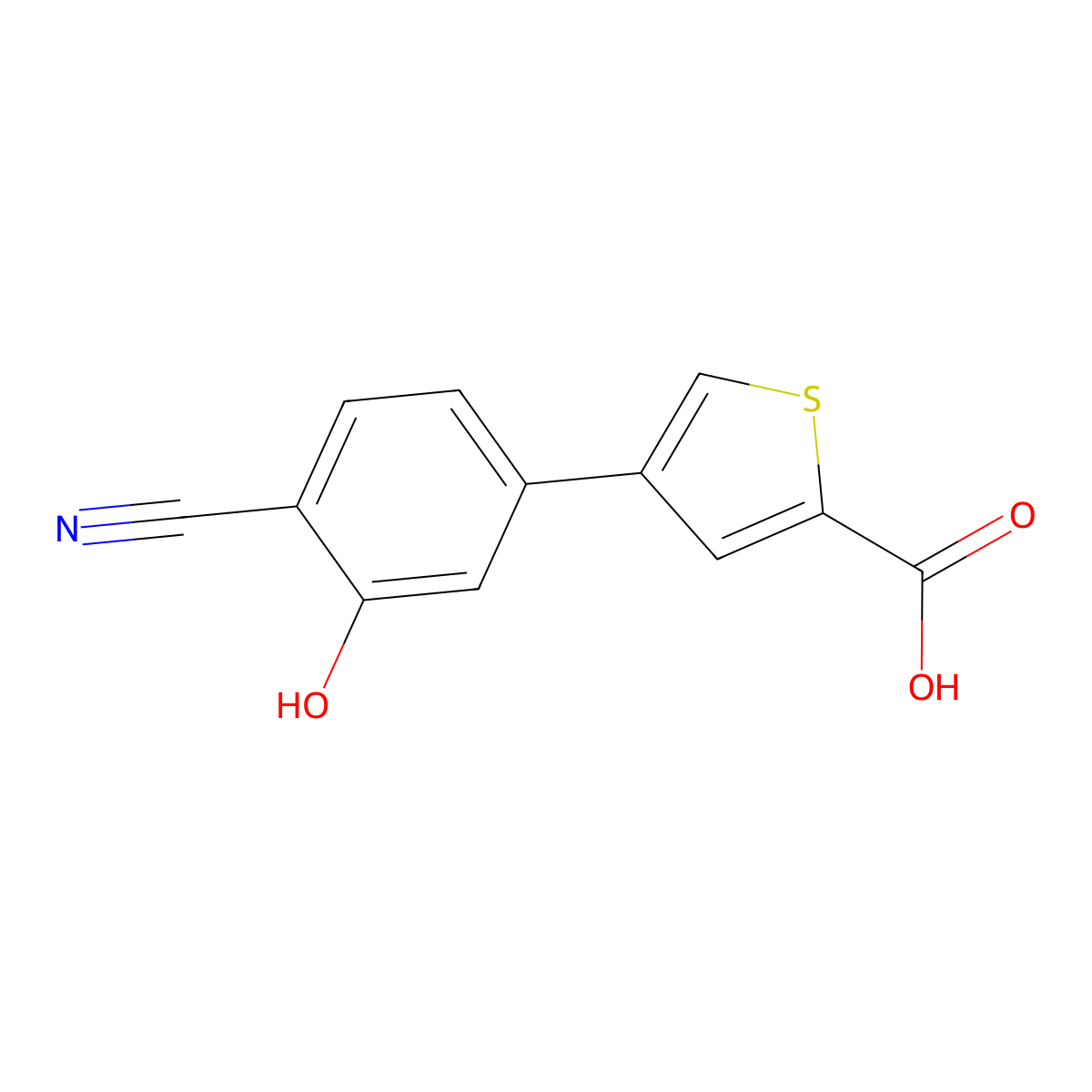 4-(4-Cyano-3-hydroxyphenyl)thiophene-2-carboxylic acid molecular structure, CAS 1262000-54-3