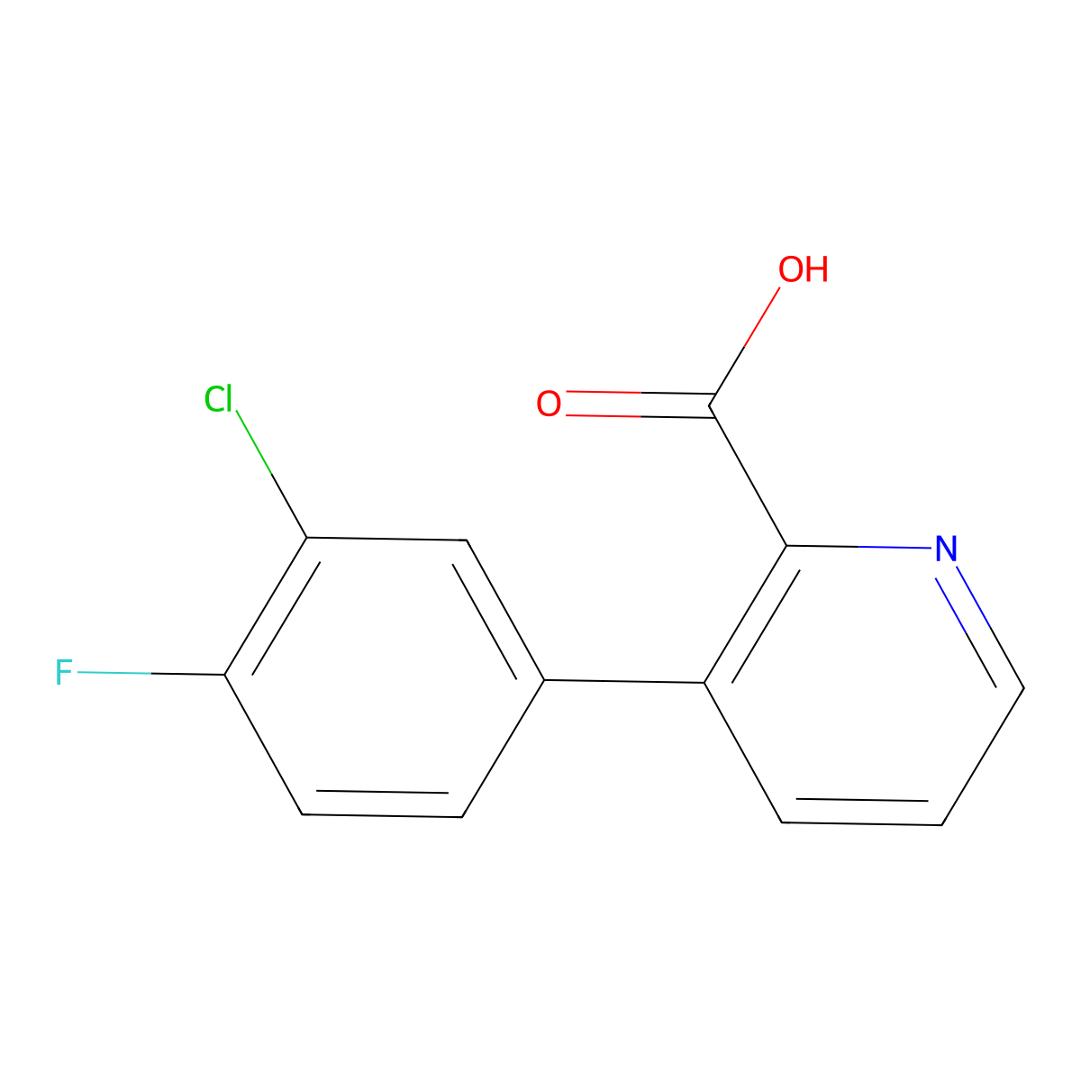 3-(3-Chloro-4-fluorophenyl)picolinic acid molecular structure, CAS 1262000-65-6