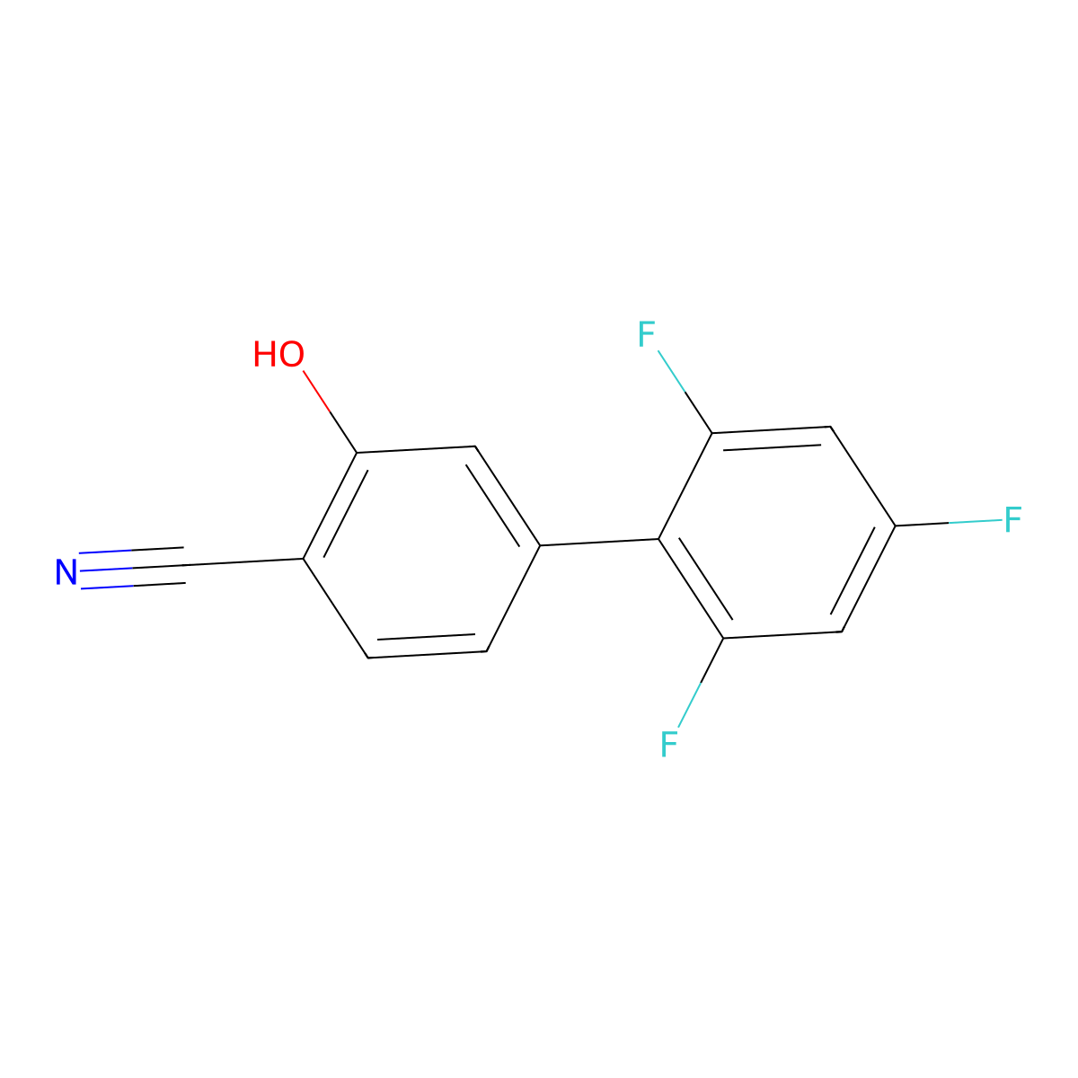 2-Cyano-5-(2,4,6-trifluorophenyl)phenol molecular structure, CAS 1262000-68-9
