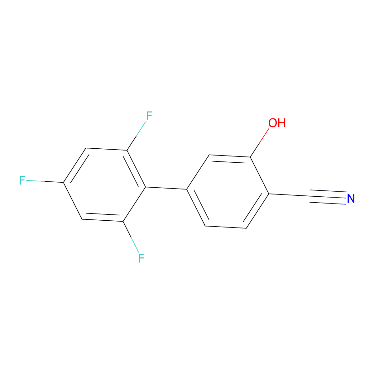 2-Cyano-5-(2,4,6-trifluorophenyl)phenol molecular structure, CAS 1262000-68-9