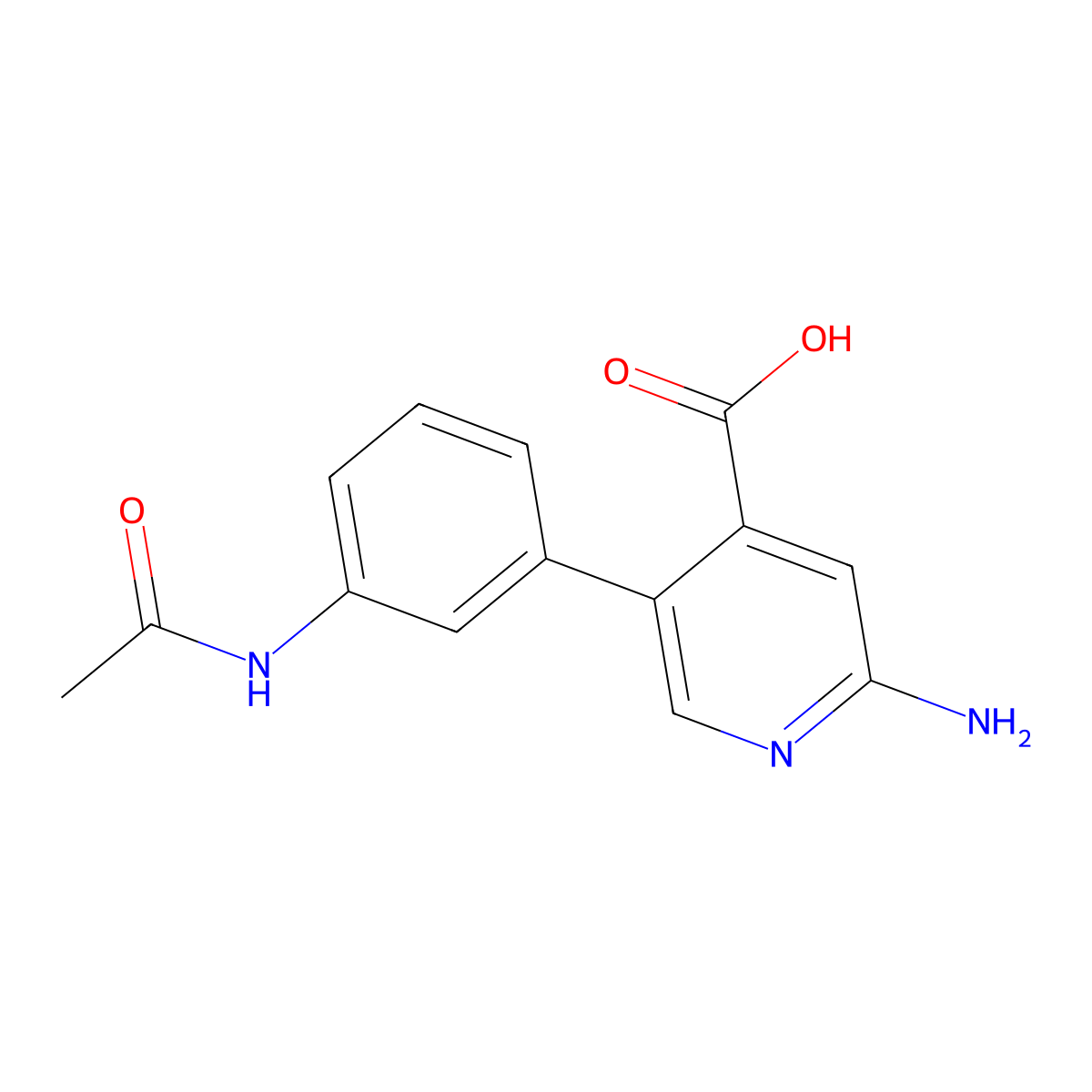 5-(3-Acetamidophenyl)-2-aminopyridine-4-carboxylic acid molecular structure, CAS 1262000-92-9