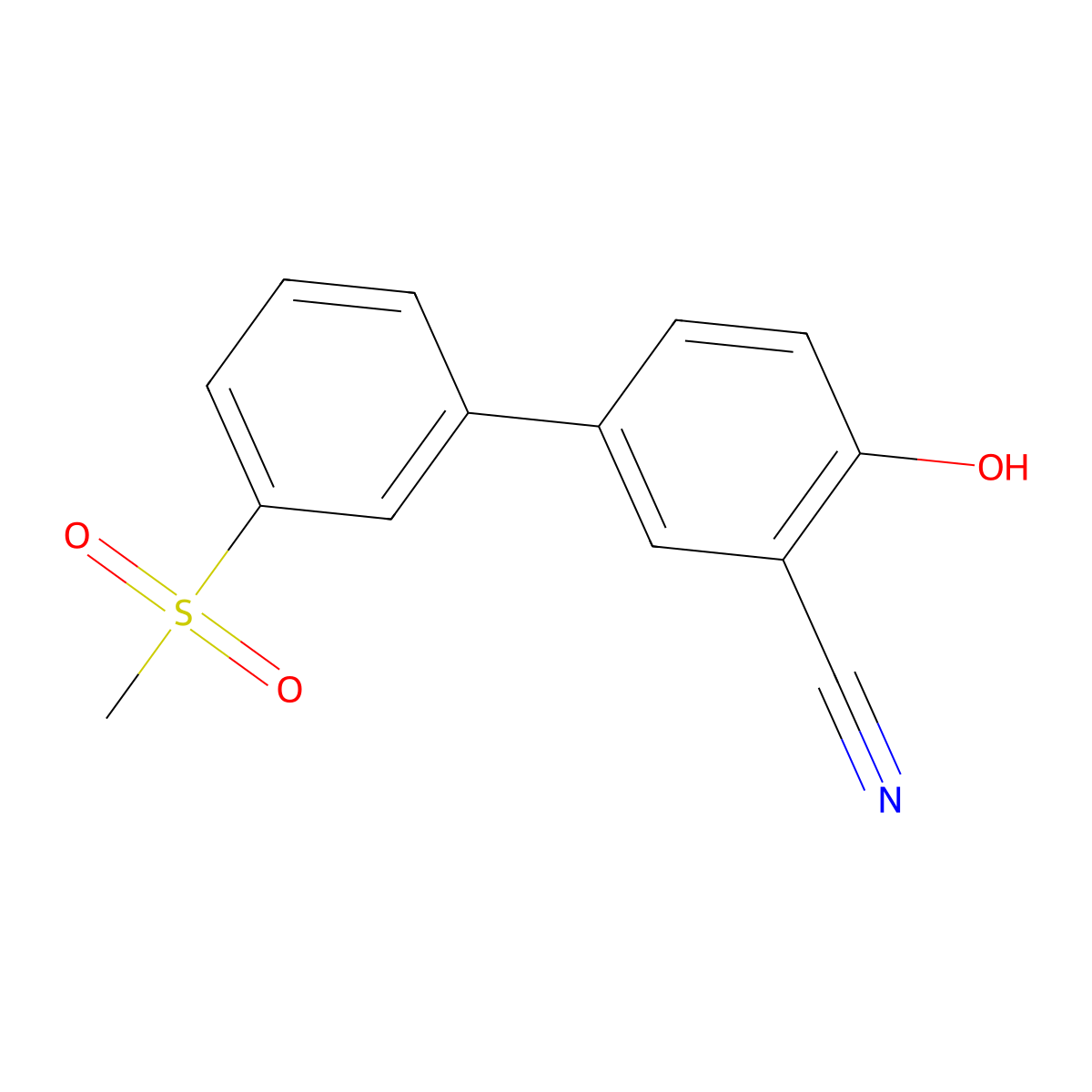 2-Cyano-4-(3-methylsulfonylphenyl)phenol molecular structure, CAS 1262001-08-0