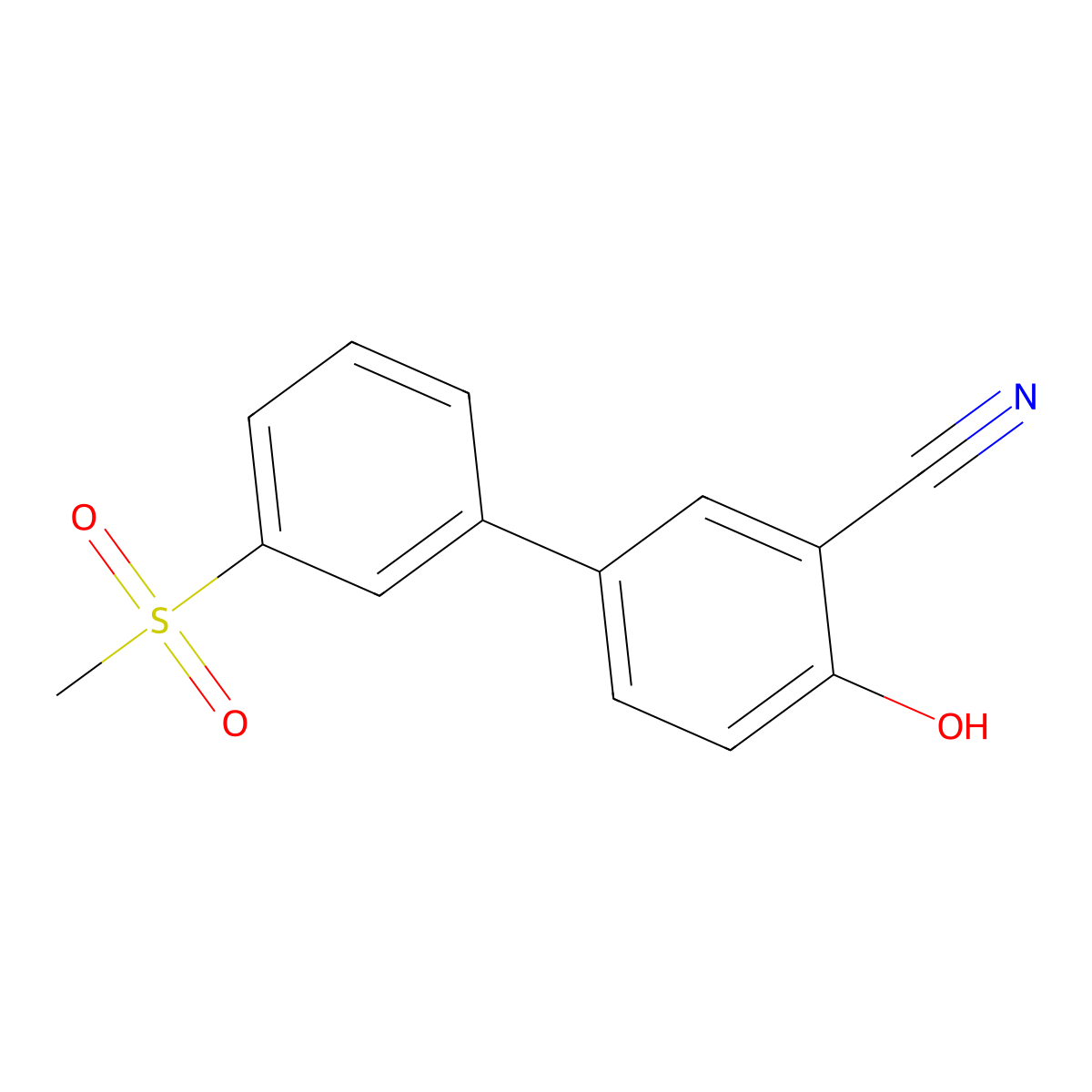 2-Cyano-4-(3-methylsulfonylphenyl)phenol molecular structure, CAS 1262001-08-0