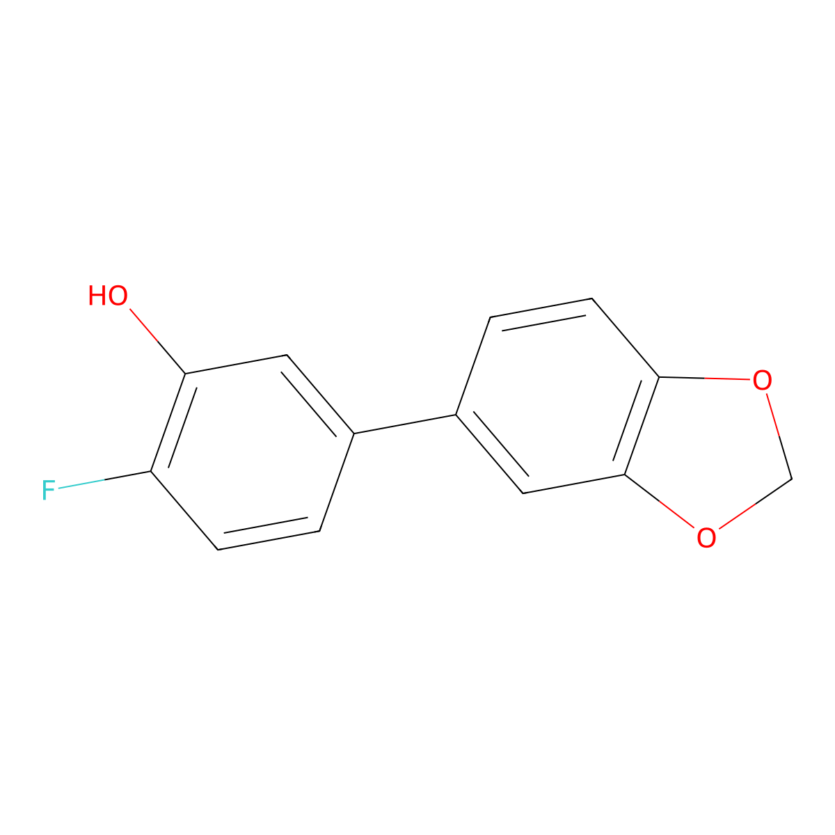 2-Fluoro-5-(3,4-methylenedioxyphenyl)phenol molecular structure, CAS 1262001-27-3