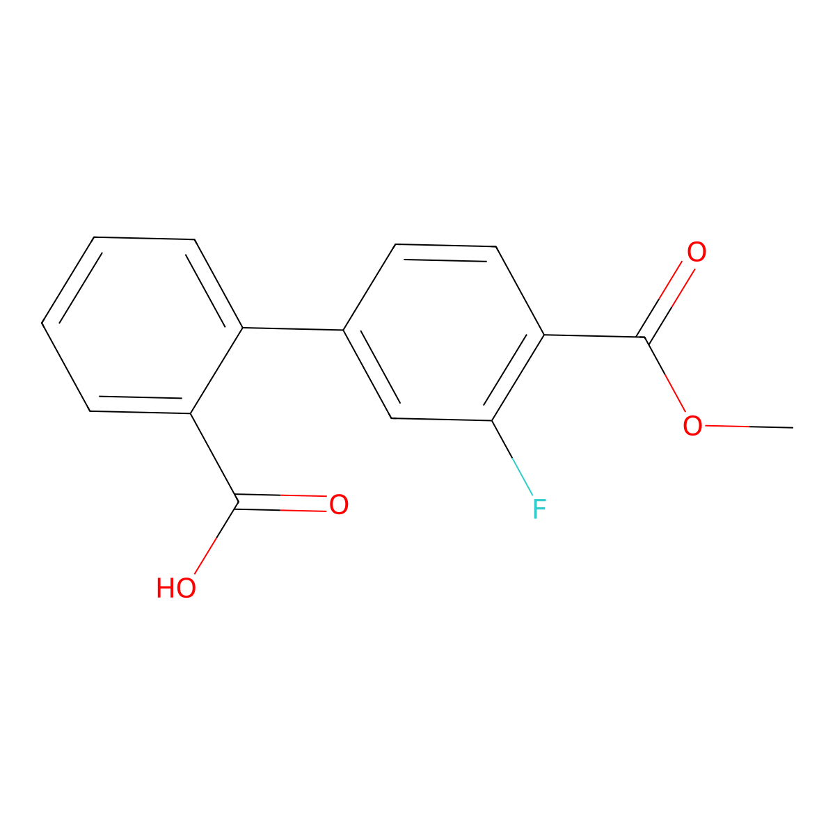 2-(3-Fluoro-4-methoxycarbonylphenyl)benzoic acid molecular structure, CAS 1262001-28-4
