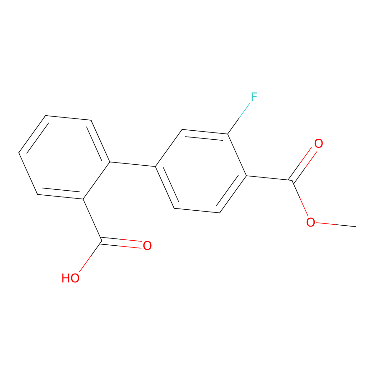 2-(3-Fluoro-4-methoxycarbonylphenyl)benzoic acid molecular structure, CAS 1262001-28-4