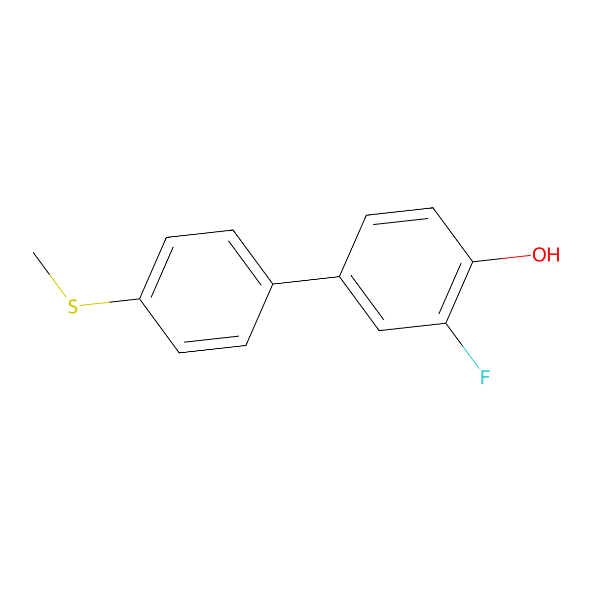 2-Fluoro-4-(4-methylthiophenyl)phenol molecular structure, CAS 1262001-43-3