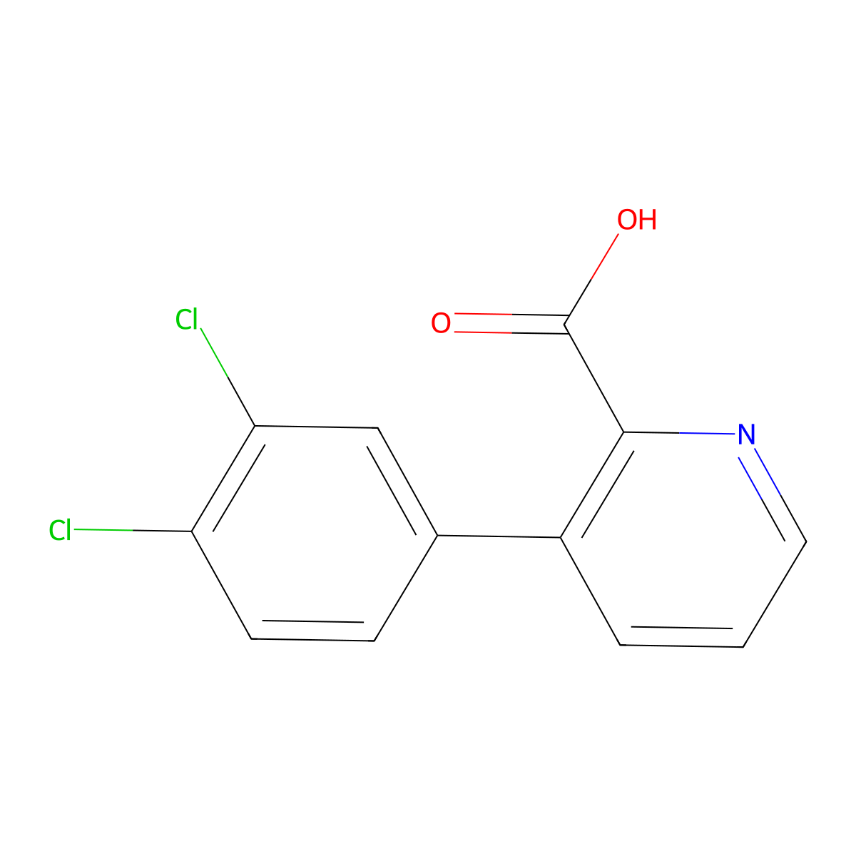 3-(3,4-Dichlorophenyl)picolinic acid molecular structure, CAS 1262001-48-8