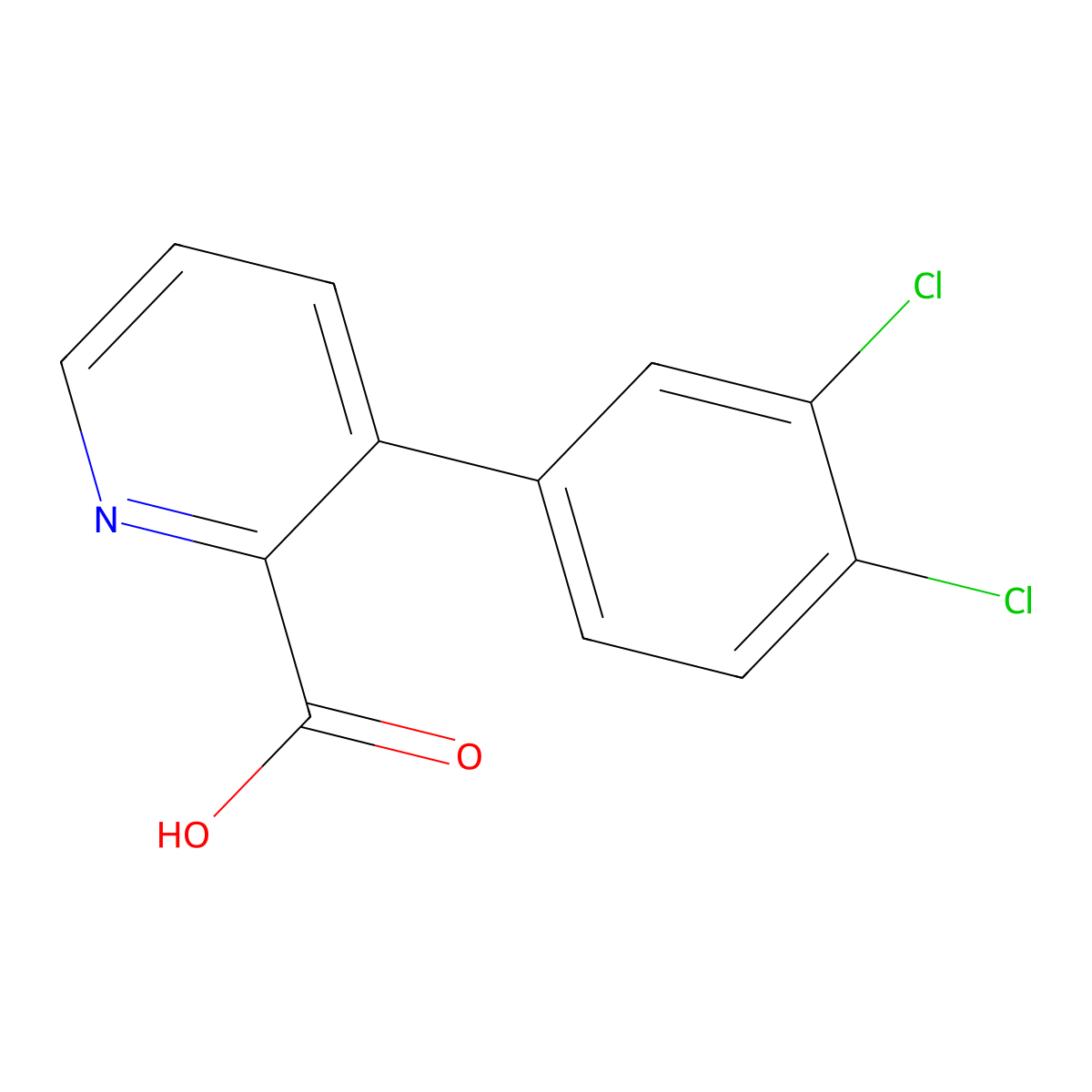 3-(3,4-Dichlorophenyl)picolinic acid molecular structure, CAS 1262001-48-8
