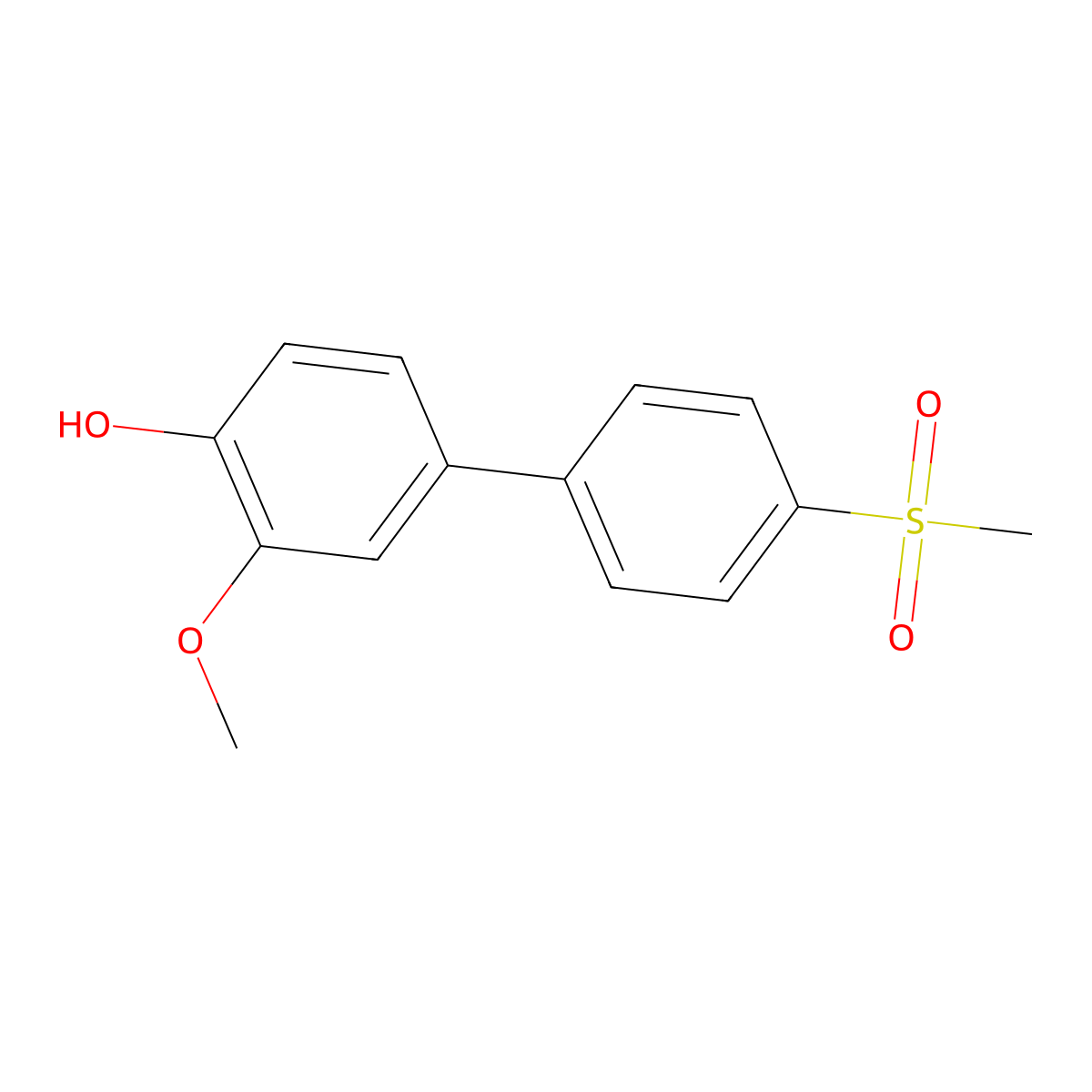 2-Methoxy-4-(4-methylsulfonylphenyl)phenol molecular structure, CAS 1262001-52-4