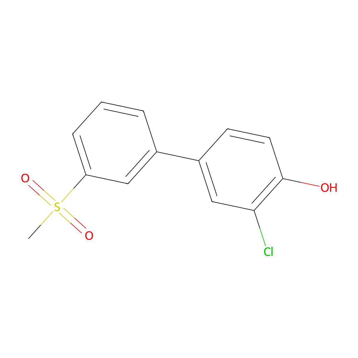 2-Chloro-4-(3-methylsulfonylphenyl)phenol molecular structure, CAS 1262001-61-5