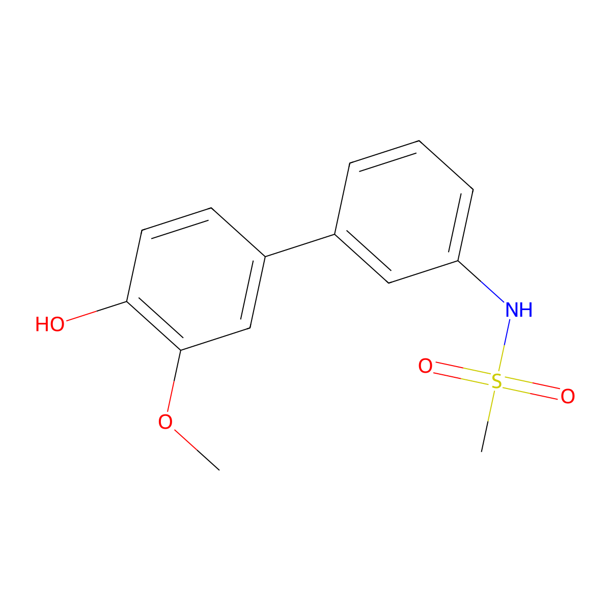 2-Methoxy-4-(3-methylsulfonylaminophenyl)phenol molecular structure, CAS 1262001-81-9