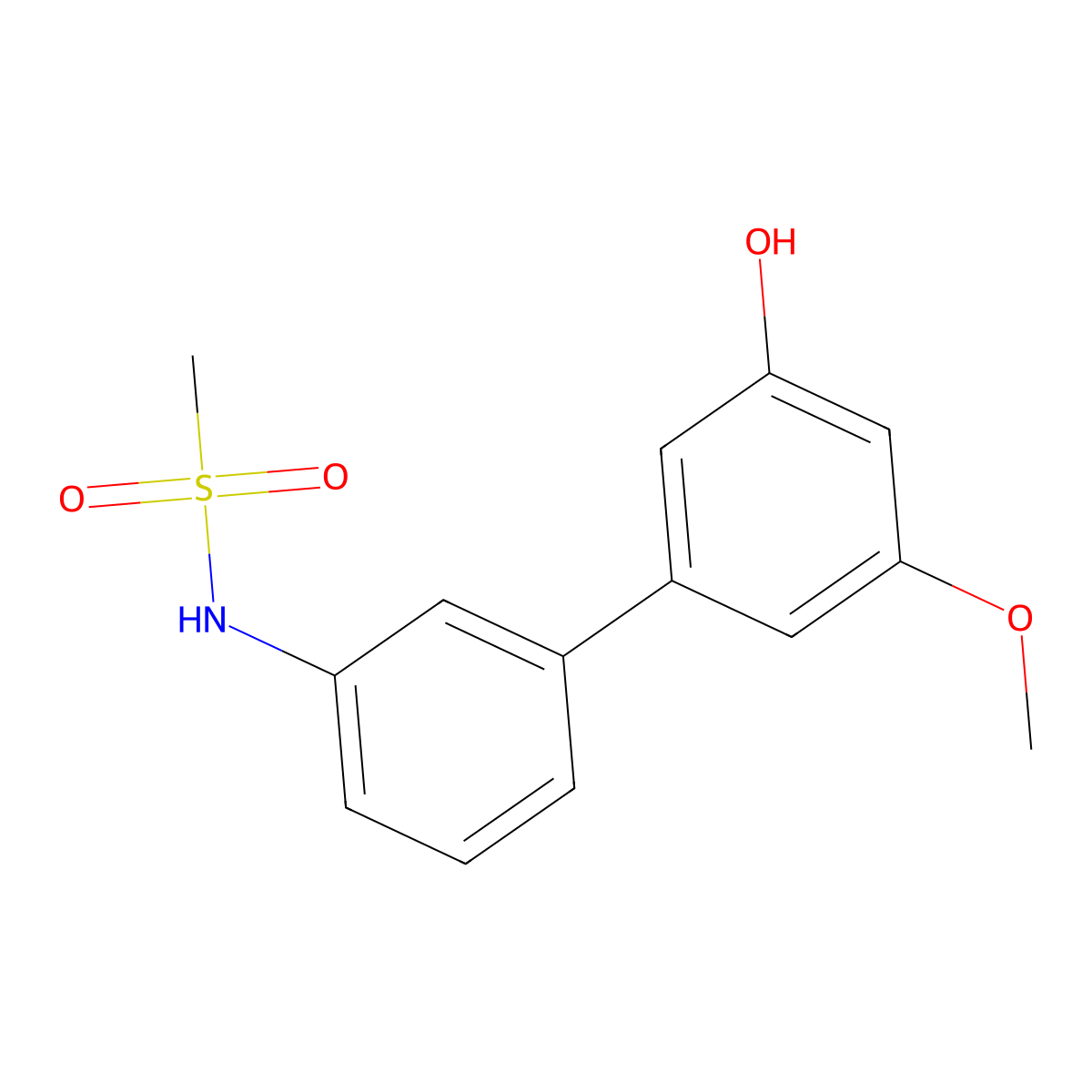 N-(3'-Hydroxy-5'-methoxy[1,1'-biphenyl]-3-yl)methanesulfonamide molecular structure, CAS 1262001-90-0