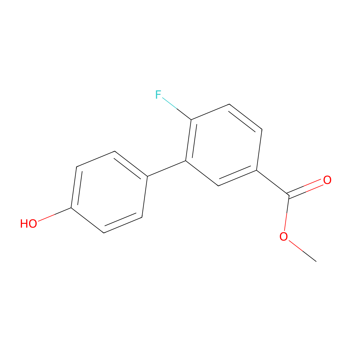 4-(2-Fluoro-5-methoxycarbonylphenyl)phenol molecular structure, CAS 1262001-99-9