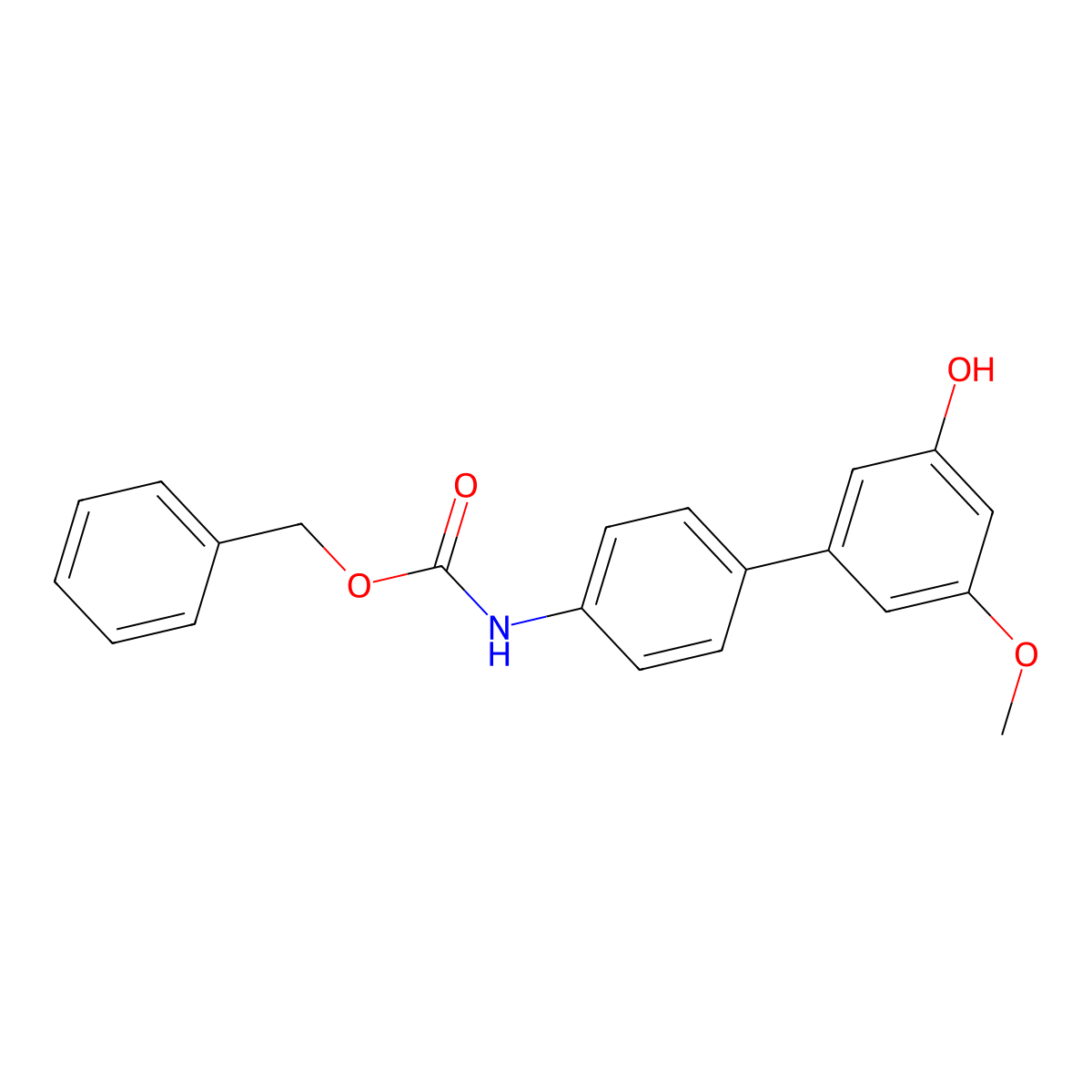 benzyl N-[4-(3-hydroxy-5-methoxyphenyl)phenyl]carbamate molecular structure, CAS 1262002-01-6