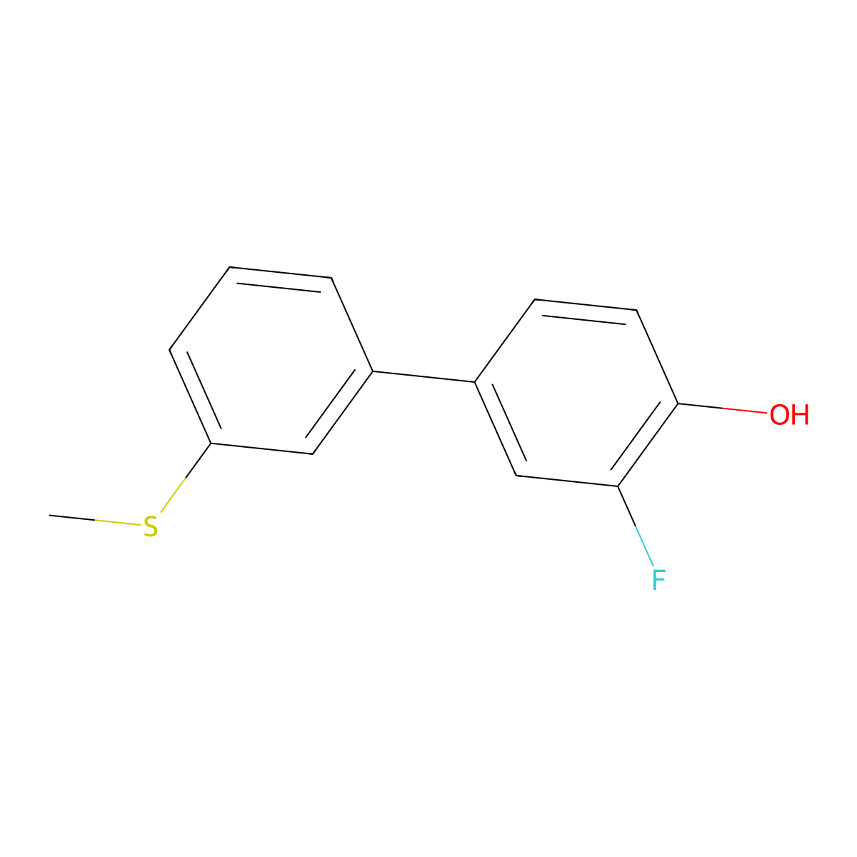 2-Fluoro-4-(3-methylthiophenyl)phenol molecular structure, CAS 1262002-20-9