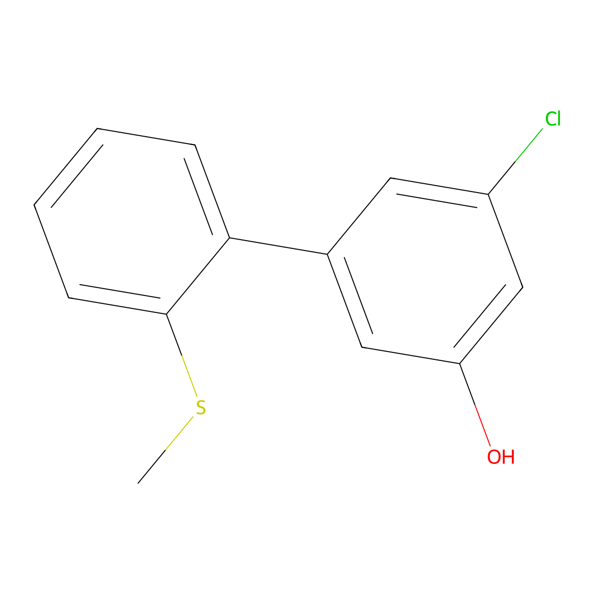 3-Chloro-5-(2-methylthiophenyl)phenol molecular structure, CAS 1262002-23-2