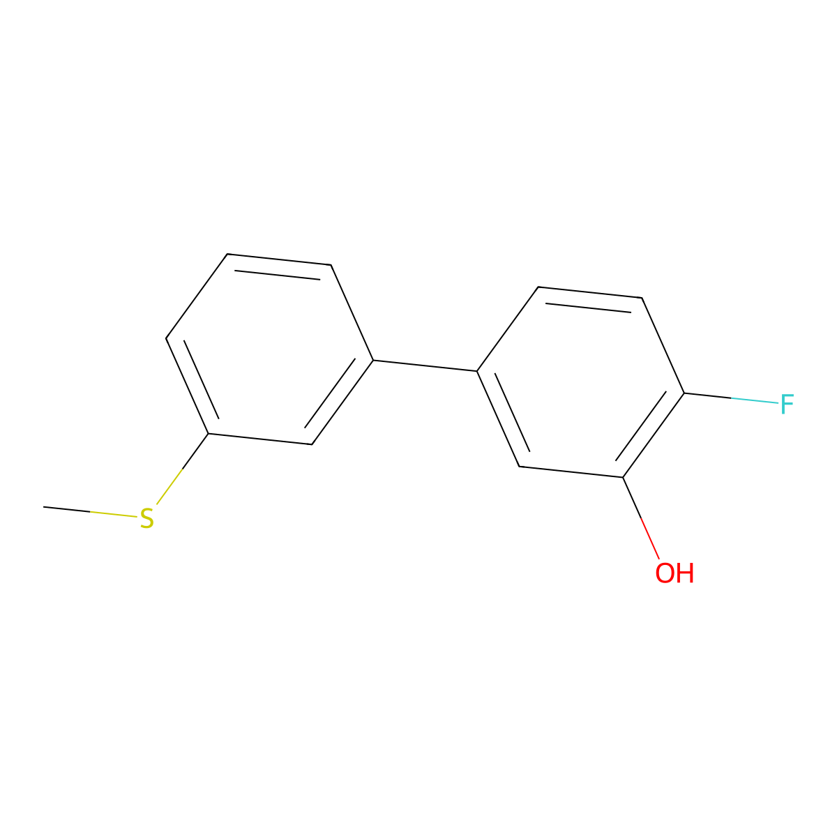2-Fluoro-5-(3-methylthiophenyl)phenol molecular structure, CAS 1262002-25-4