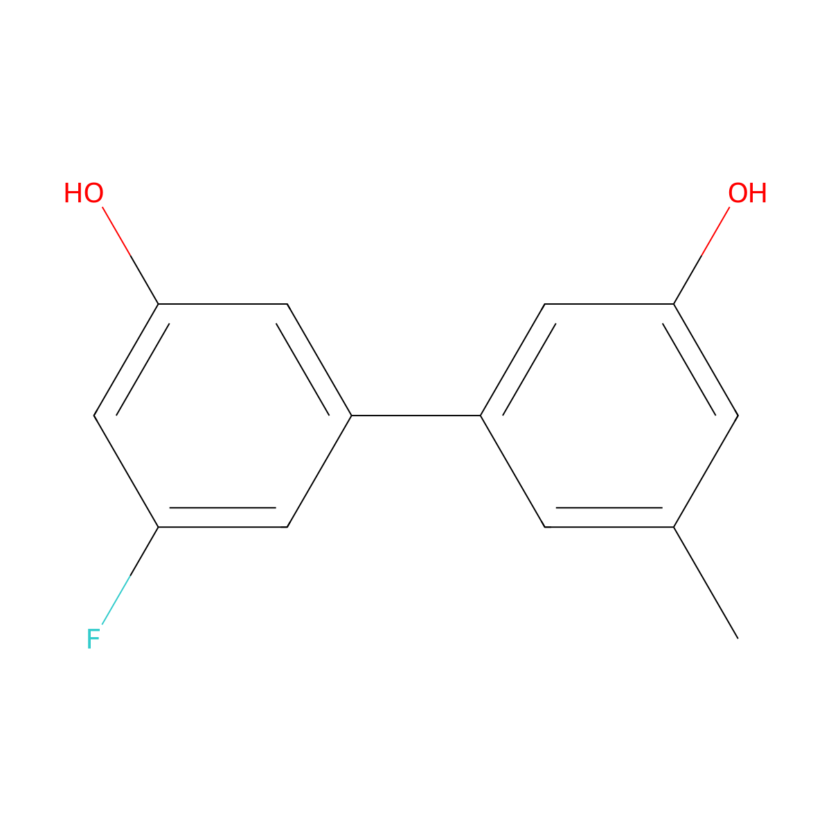 5-(3-Fluoro-5-hydroxyphenyl)-3-methylphenol molecular structure, CAS 1262002-45-8