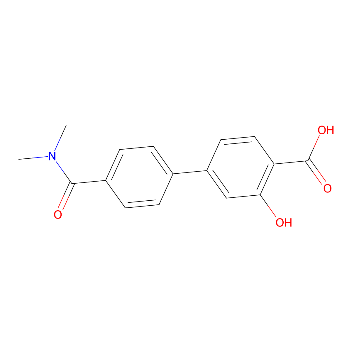 4-[4-(N,N-Dimethylaminocarbonyl)phenyl]-2-hydroxybenzoic acid molecular structure, CAS 1262002-56-1