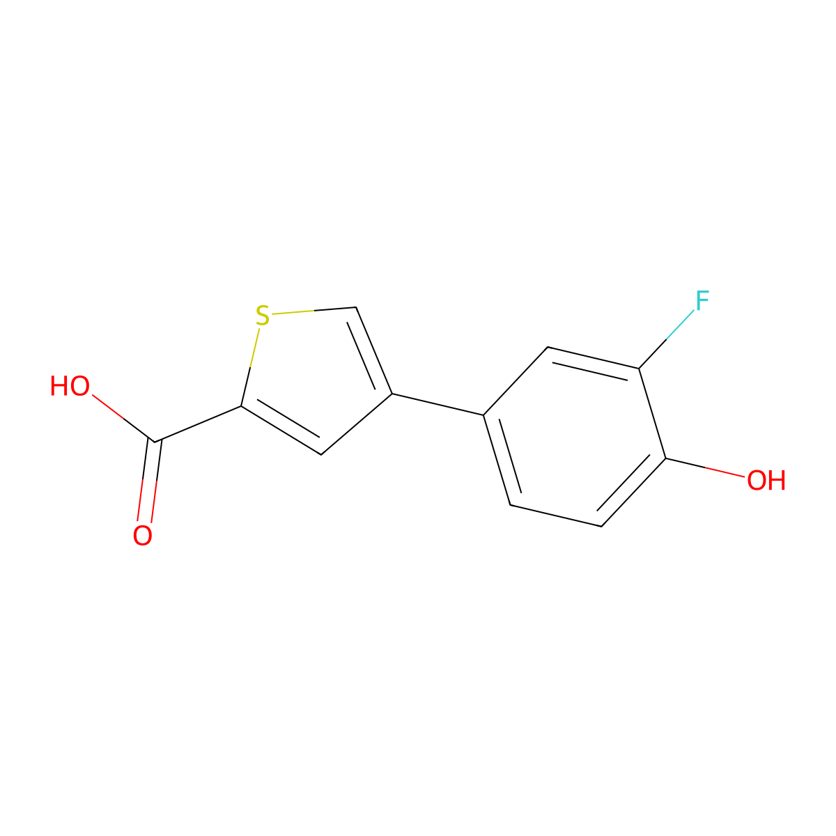 4-(3-Fluoro-4-hydroxyphenyl)thiophene-2-carboxylic acid molecular structure, CAS 1262002-65-2