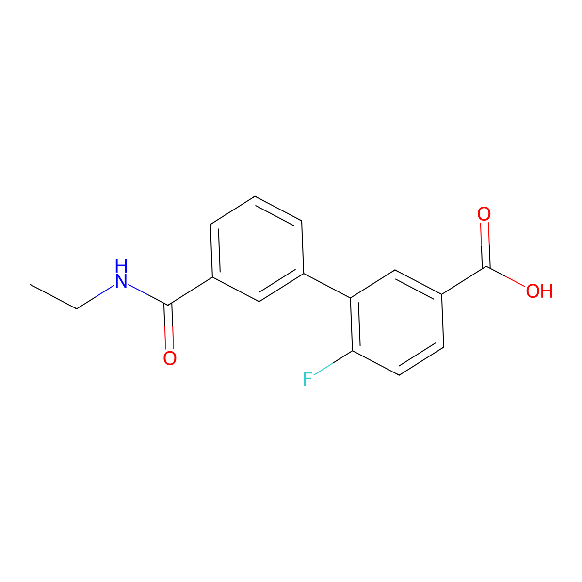 3-[3-(N-Ethylaminocarbonyl)phenyl]-4-fluorobenzoic acid molecular structure, CAS 1262002-66-3