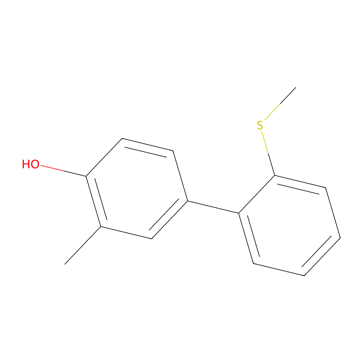 2-Methyl-4-(2-methylthiophenyl)phenol molecular structure, CAS 1262002-69-6