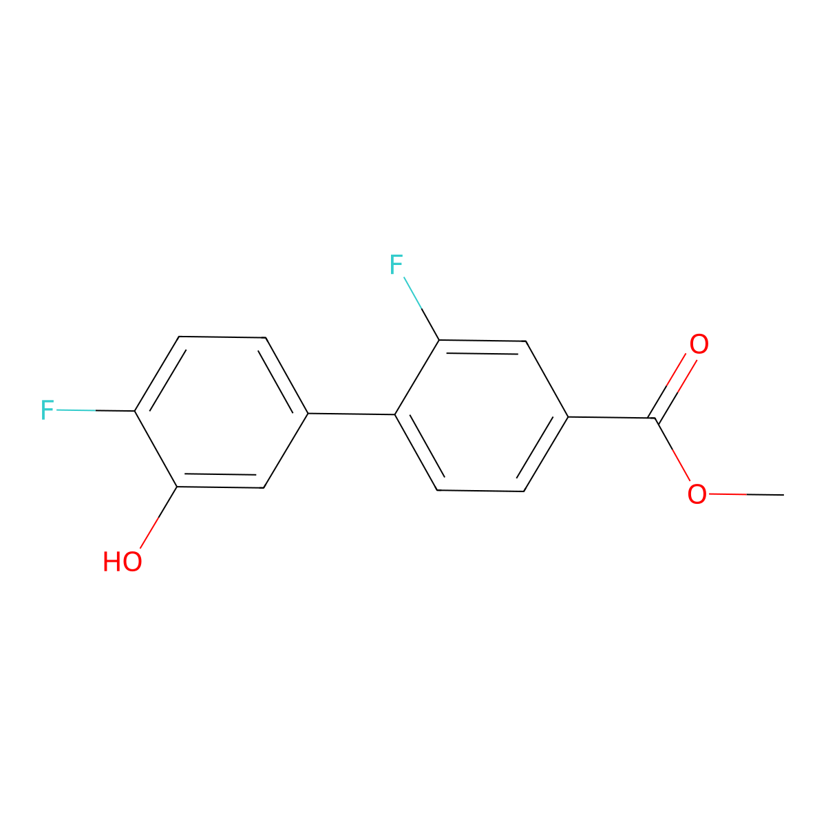 2-Fluoro-5-(2-fluoro-4-methoxycarbonylphenyl)phenol molecular structure, CAS 1262002-92-5