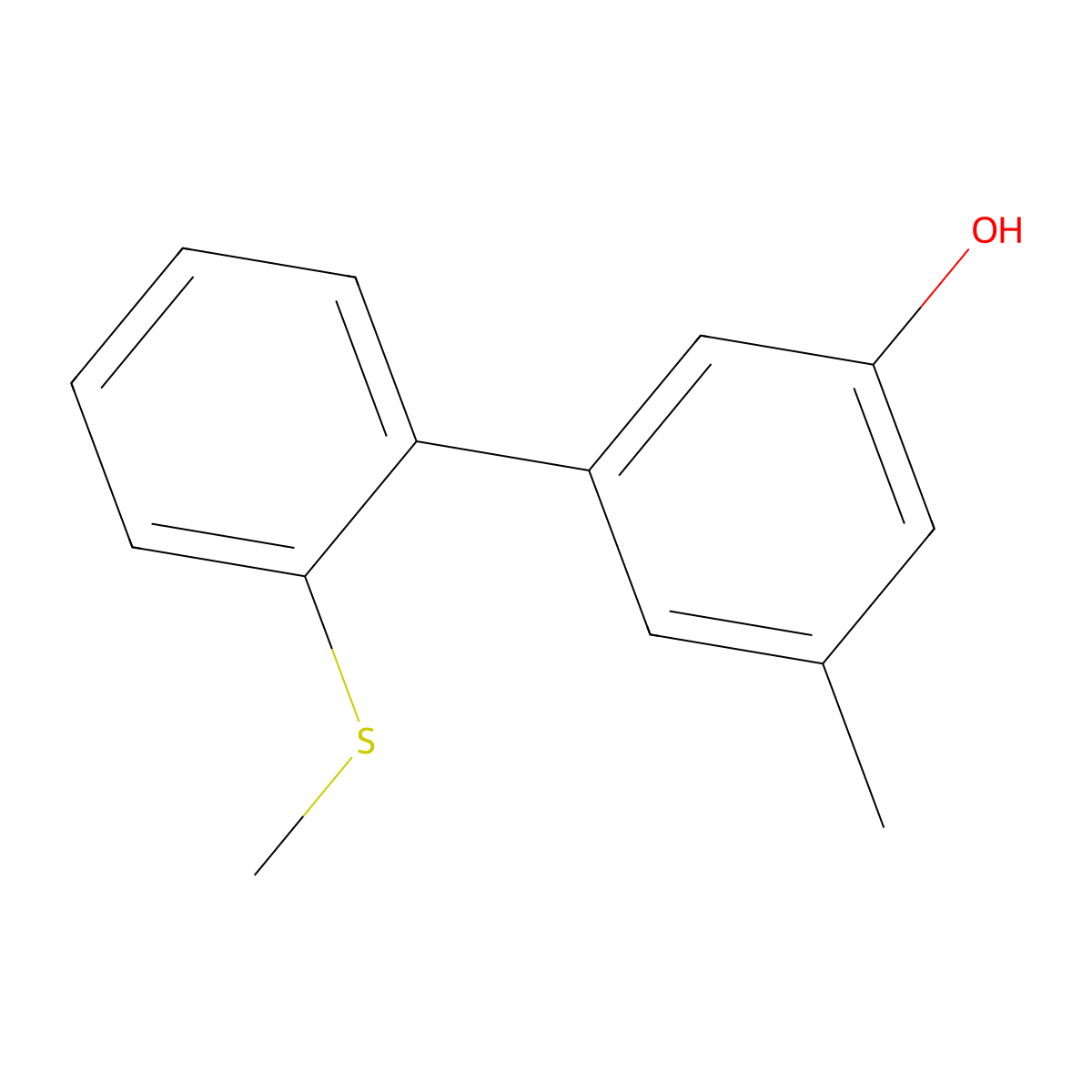 3-Methyl-5-(2-methylthiophenyl)phenol molecular structure, CAS 1262003-00-8