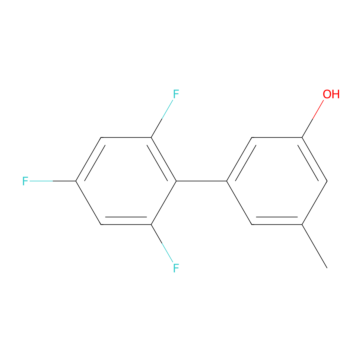 3-Methyl-5-(2,4,6-trifluorophenyl)phenol molecular structure, CAS 1262003-15-5