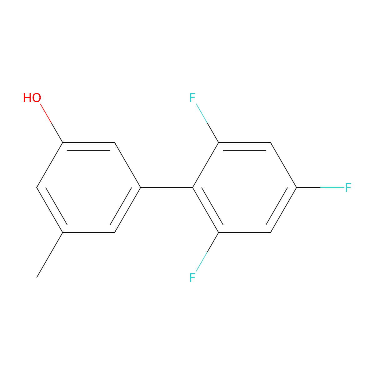 3-Methyl-5-(2,4,6-trifluorophenyl)phenol molecular structure, CAS 1262003-15-5