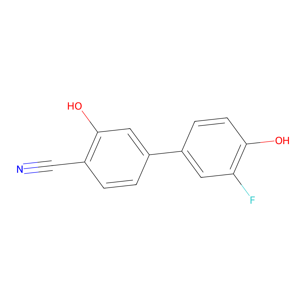 2-Cyano-5-(3-fluoro-4-hydroxyphenyl)phenol molecular structure, CAS 1262003-17-7